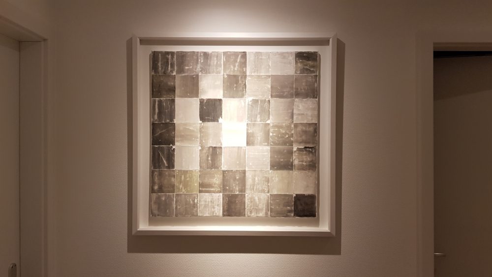 Stucco su tela 70×70 collezione privata Genéva